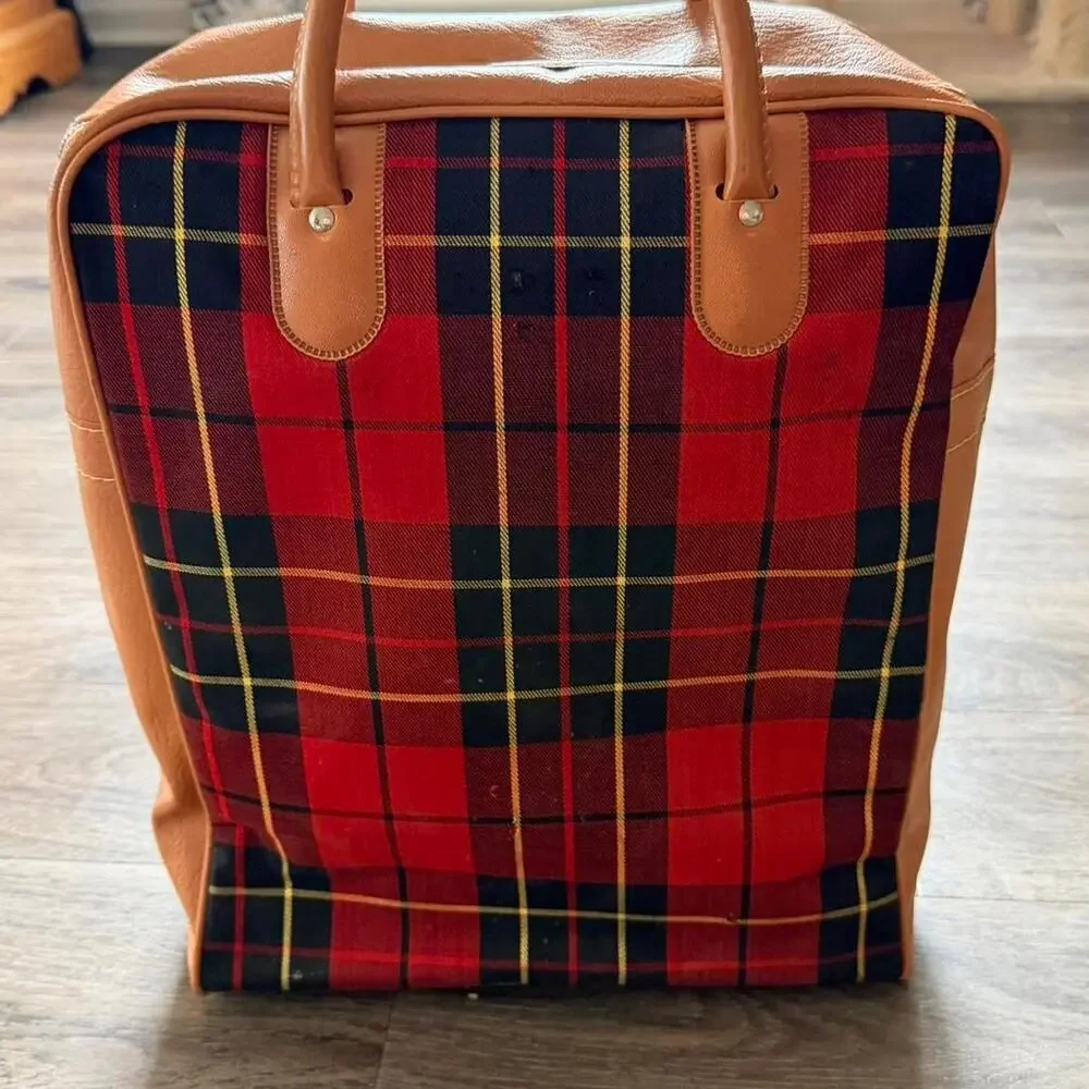 Vintage red plaid thermos lunchbox